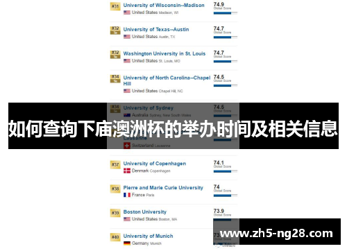 如何查询下庙澳洲杯的举办时间及相关信息